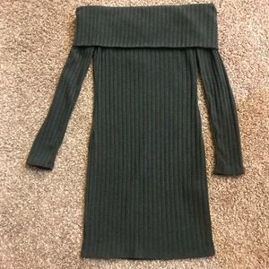 Green off the shoulder dress